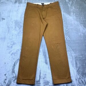 J.Crew Flex Mens Straight Fit Chino Pants Sz 33 Fit 32" Brown Casual Boho Preppy